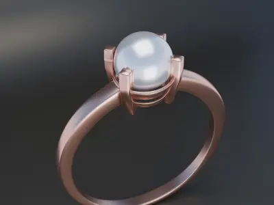 Elegant Pearl Ring 3D model