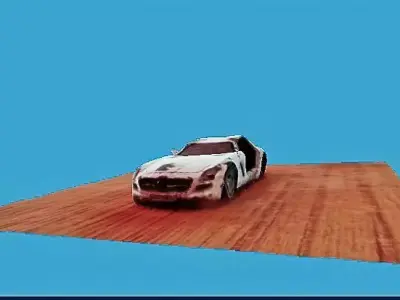 Damaged mercedes car Low-poly 3D model