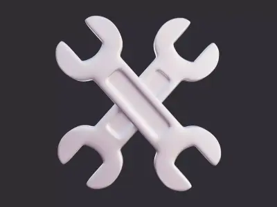 Low Poly Crossed Wrenches 3D model