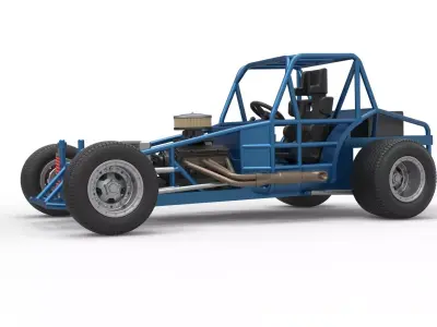 Vintage Dirt Modified stock car Base Scale 1 to 25 3D print model