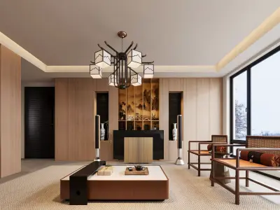 japanese living room dining room interior scenes 05 3D model