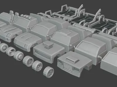 customizable race car  Low-poly 3D model