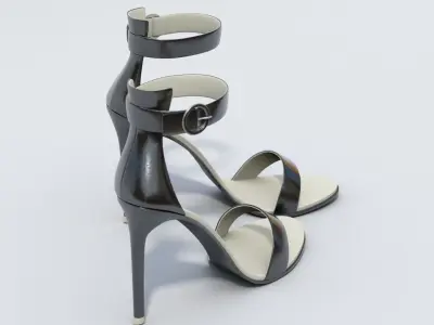 Female High Heel Leather Sandals 3D model