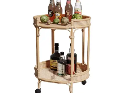 Elijah Bar and Drinks Cart Trolley  3D model