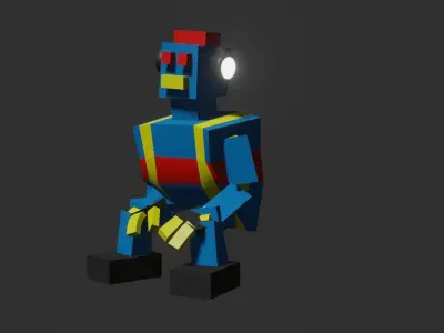 Robot DJ Rigged Character With Animations Low-poly 3D model