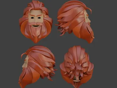 Polygon Hair Beard n Mustache 3D model