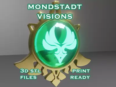 Mondstadt Vision Set - Genshin Impact - Vision Frame and 7 Stone 3D print model