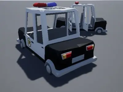 Cartoony Stylized Police Car Low Poly Low-poly 3D model