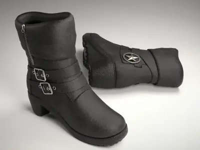 boots pair of with buckles Low-poly 3D model