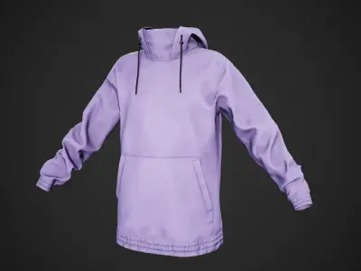 Light Violet Snowboard Hoodie Style 2 Low-poly 3D model
