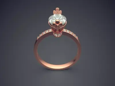 Luxury Ring With Oval Diamond CAD 3996 3D print model