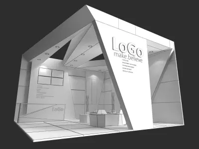 6 x 6 exhibition booth Low-poly 3D model