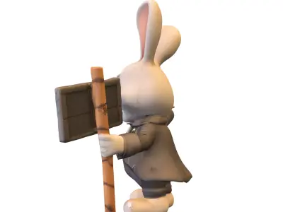 Creepy Bunnys Figurine Low-poly 3D model