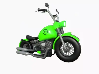 Motorcycle Cartoon A04 Green Racing - Custom Vehicle Design Low-poly 3D model