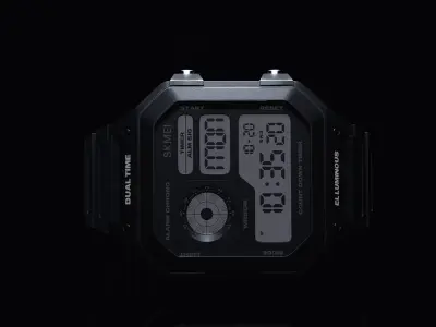 Skmei el luminous digital Watch 3D model Free low-poly 3D model