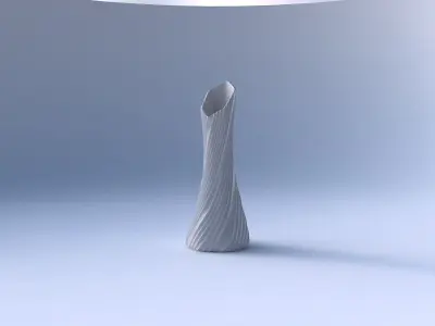Vase squeezed and bent hexagon with flowing extruded lines 3D print model