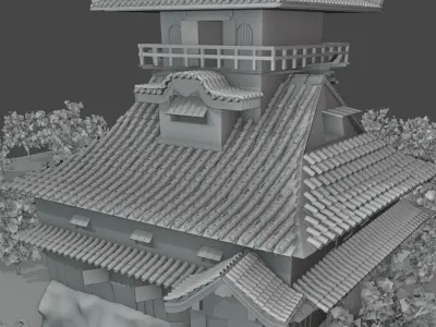 Inuyama Castle  japanese Low-poly 3D model