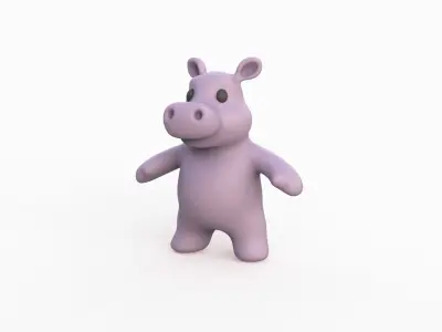 Little animal baby - Hippo cute - Animated  Low-poly 3D model
