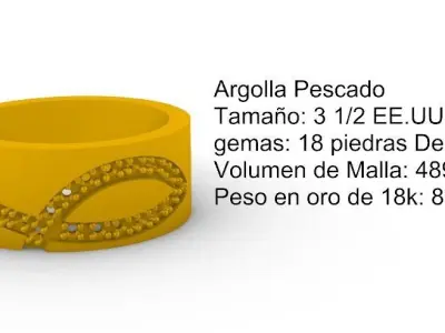 Argolla Pescado Fish Ring SM 3D print model
