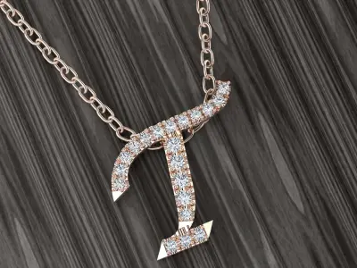 Jewelry Alphabet Pendant T 3D print model