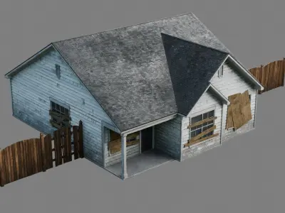 Abandoned Residential House v1 Low-poly 3D model