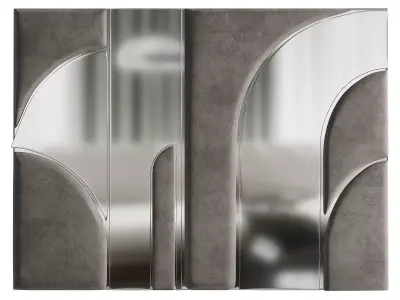 Panel arched wall mirror - bedroom furniture sets home 3D model