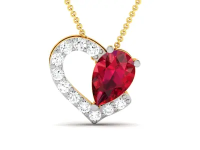 Women Heart Pear Diamond Pendant 3dm STL OBJ FBX Renders Details 3D print model