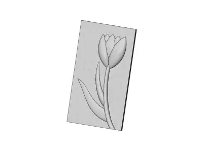 Tulip flower relief decor ornament 3D print model