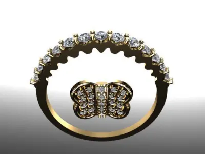 RING WITH BUTTERFLY 3D model