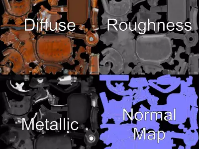 Steampunk Boiler Model Pack with Intricate Details Low-poly 3D model