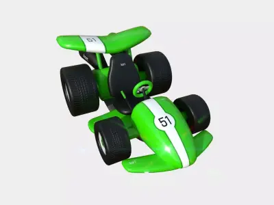 Cartoon Kart A03 Green - Vehicle Racing Design Low-poly 3D model