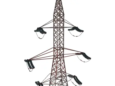 Electricity Pole 8 Weathered Low-poly 3D model