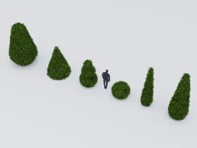 Garden boxwood spherical set v1 Low-poly 3D model