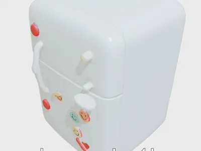 Miniature Playful Fridge with Soft Curves Low-poly 3D model