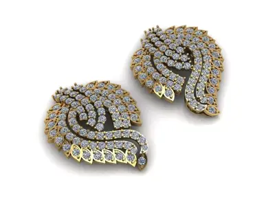 Leaf Diamond Earring 3D print model