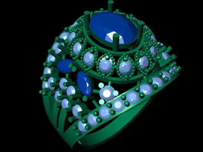 Women Ring 79 indian style oval round stone ring for women 3D print model