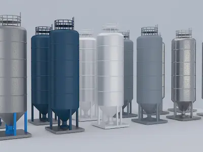 Boiler group of bottles Low-poly 3D model