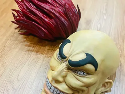 Yujiro Hanma Head Mask - With Hair - Baki Anime Netflix 3D print model
