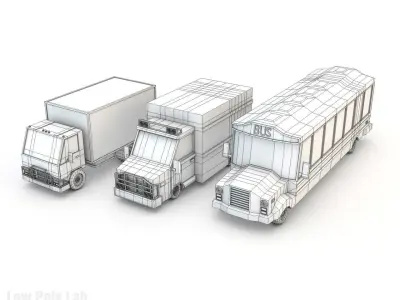 Bus Truck Lorry City Cars Pack Low-poly 3D model