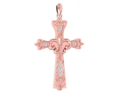 Vintage Cross Pendant with Gemstones   2950 3D print model