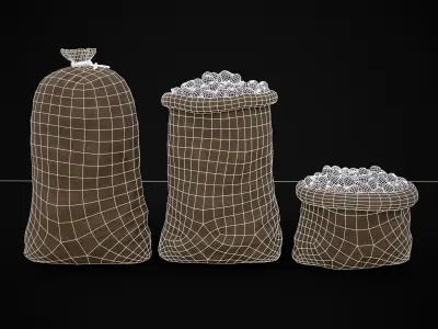 Burlap Sacks of Figs Low-poly 3D model