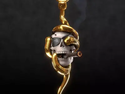 Solid snake skull Charm sculpt 3d printable  3D print model