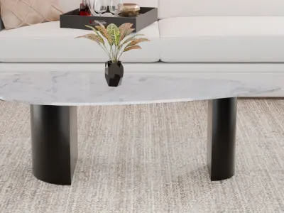 Modern Asymmetrical Marble Coffee Table Low-poly 3D model