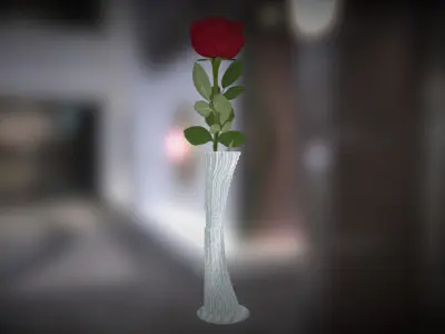 Vase with rose Low-poly 3D model