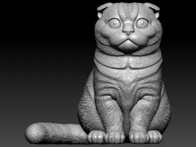 Scottish Fold Cat statue - decor - 3D print 3D print model