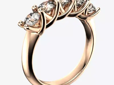 5 Stone Crisscross Claw Setting Ring Equaling 1ct 3D print model