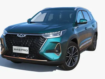 Chery Tiggo 8 PRO AWD 2023 with interior  Low-poly 3D model