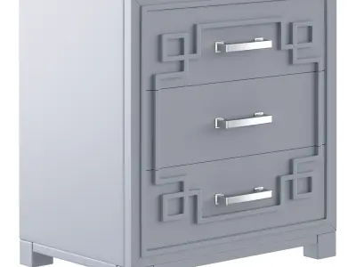 SAFAVIEH Raina Three Drawer Greek Key Night Stand Black 3D model