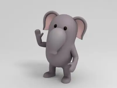 Rigged Cartoon Elephant 3D model