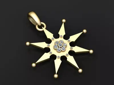 gold starburst pendant 3D printable model 3D print model